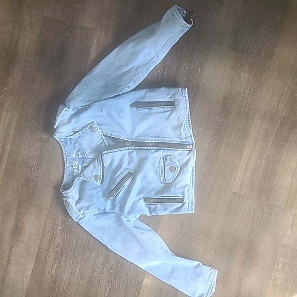 Gap XS light wash denim moto jacket. Gently worn. - Picture 1 of 8